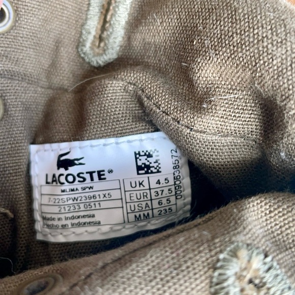 Lacoste green canvas high top sneakers - 6.5 - Picture 4 of 4